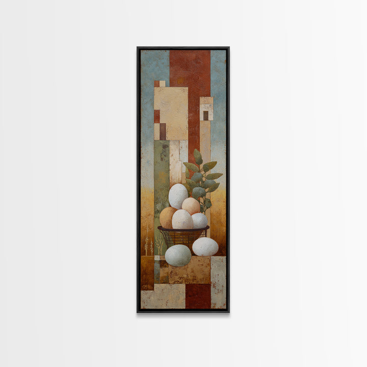 Fresh Eggs in a Wire Basket Canvas Print, Farmhouse Art, Art Print, Farmhouse Decor, Oil Painting, Harvest, Digital Art, FAR-1x3-90