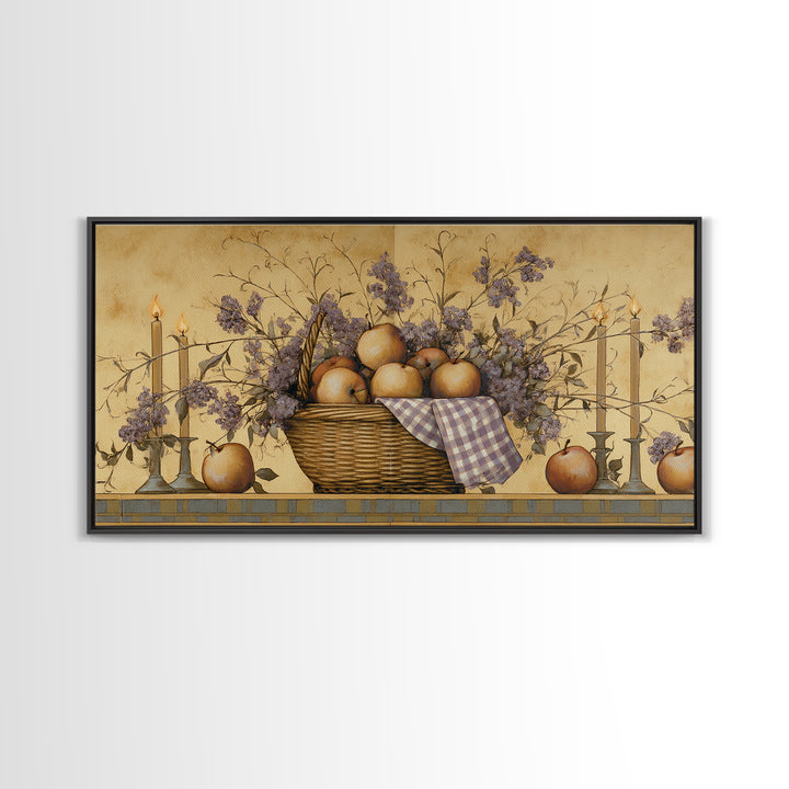 Farmhouse Wreath of Cotton Stems and Eucalyptus Canvas Print, Farmhouse Art, Digital Art, Farmhouse Decor, Fine Art, Harvest, FAR-2x1-64