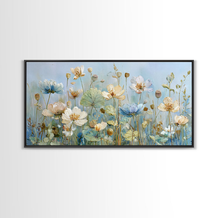 Chicken Family in a Garden Patch Framed Canvas Print, Farmhouse Art, Contemporary Art, Farmhouse Decor, Oil Painting, Harvest, FAR-2x1-83