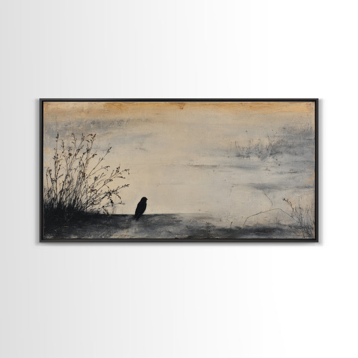 Windmill Silhouette at Sunset Framed Canvas Print, Farmhouse Art, Digital Wall Art, Farmhouse Decor, Fine Art, Harvest, FAR-2x1-85