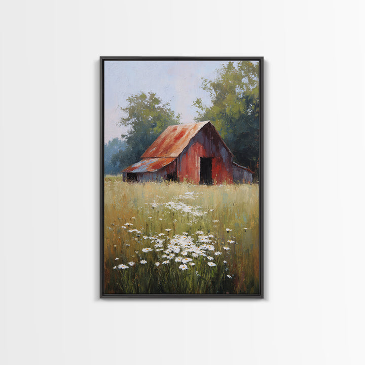 Rustic Barn in Golden Field Light Canvas Print, Farmhouse Art, Luxury Decor, Farmhouse Decor, Fine Art, Harvest, Art Prints, FAR-2x3-10