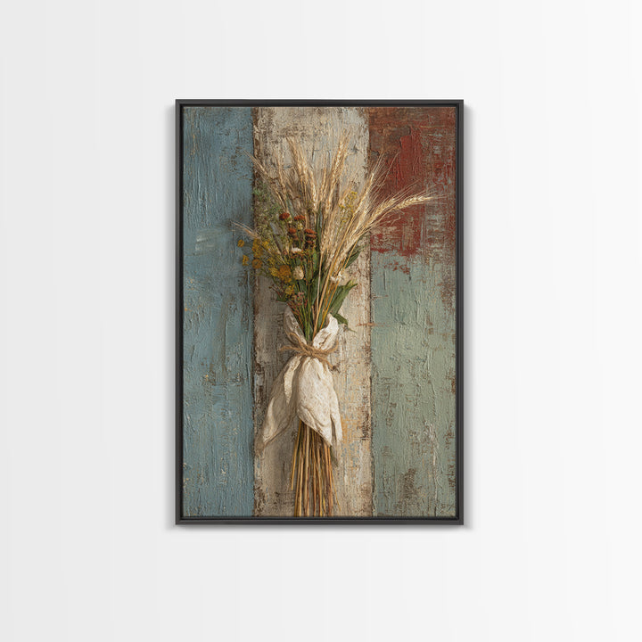 Wheat Bundle Tied Canvas Print, Farmhouse Art, Home Decor, Farmhouse Decor, Oil Painting, Harvest, Living Room Decor, FAR-2x3-66