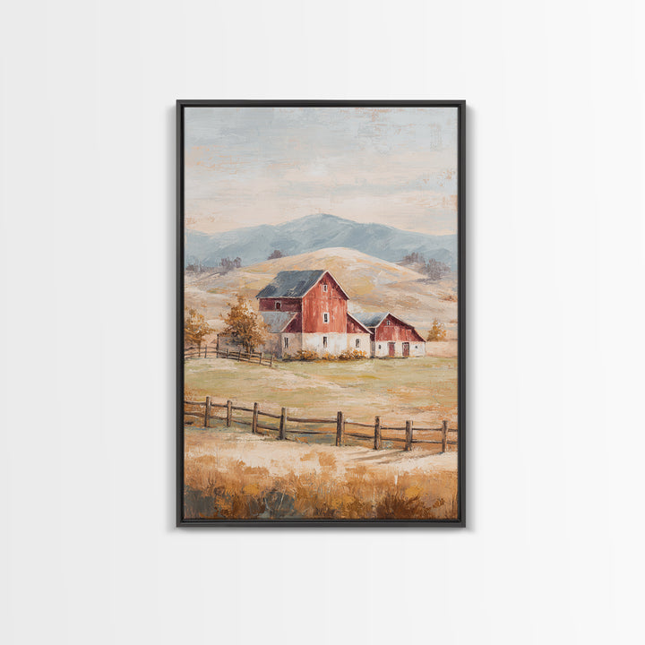 Country Landscape with Fence and Rolling Hills Canvas Print, Farmhouse Art, Printable Wall Art, Farmhouse Decor, Harvest, FAR-2x3-94