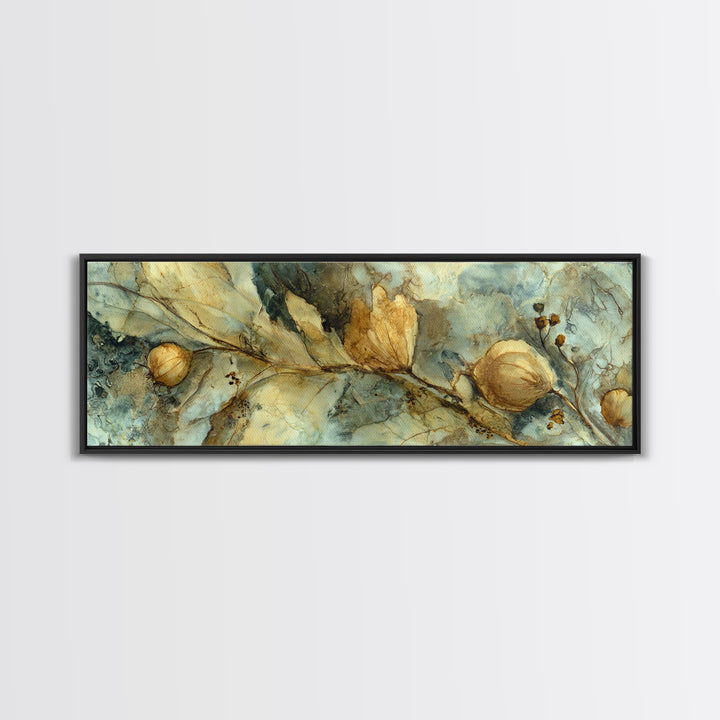 Blue Enamel Pitcher Framed Canvas Print, Farmhouse Art, Farmhouse Decor, Oil Painting, Harvest, Digital Wall Art, FAR-3x1-56