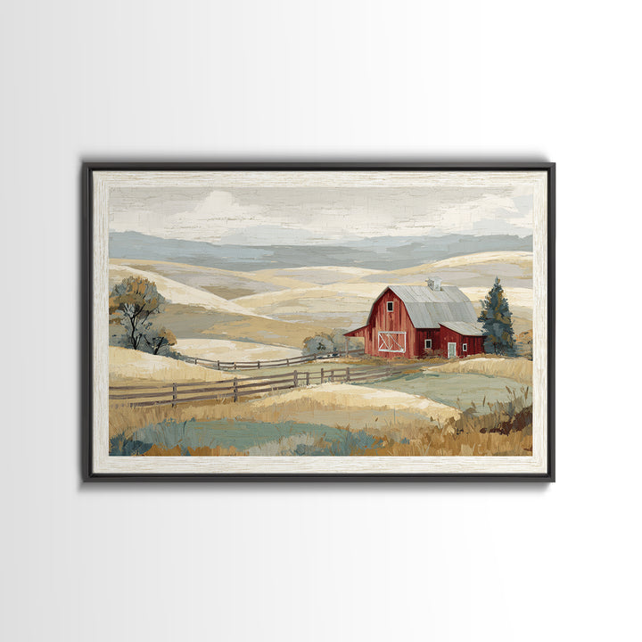 Country Landscape with Fence and Rolling Hills Canvas Print, Farmhouse Art, Farmhouse Decor, Fine Art, Harvest, Gallery Wall, FAR-3x2-42