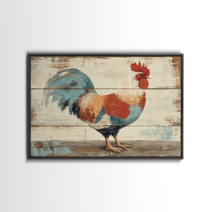 Rooster Painted in Cheerful Folk Colors Canvas Print, Farmhouse Art, Downloadable Art, Farmhouse Decor, Fine Art, Harvest, FAR-3x2-56