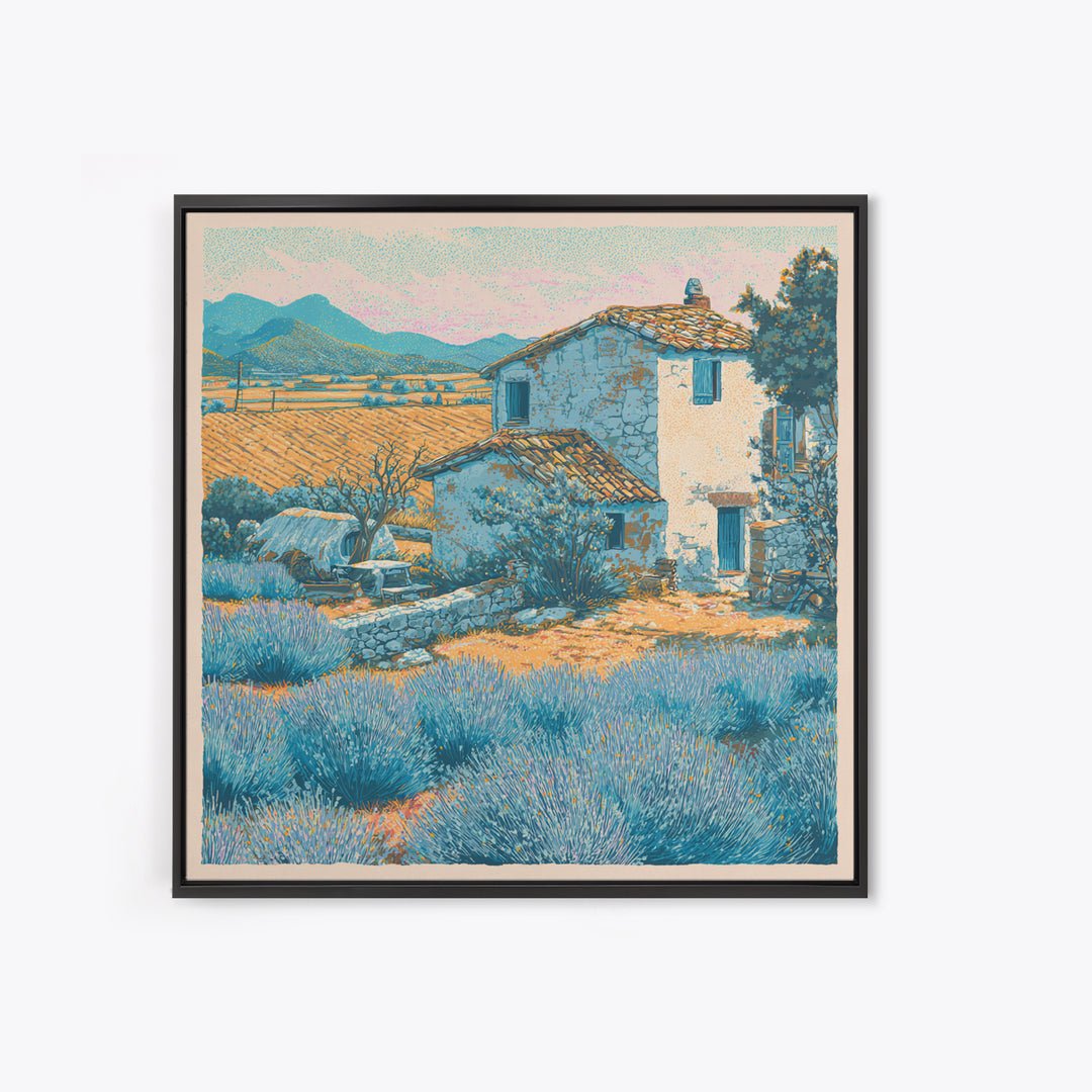 Lavender Field with Distant Stone Farmhouse Canvas Print, French Country Art, Farmhouse Wall Decor, Farmhouse Decor, Country, FCA-1x1-1