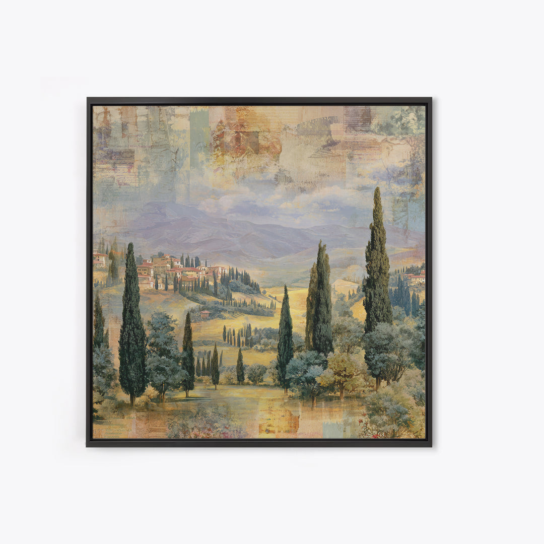 Country Lane Lined Canvas Print, French Country Art, Farmhouse Decor, Abstract Art, Country, Coastal Wall Art, FCA-1x1-23