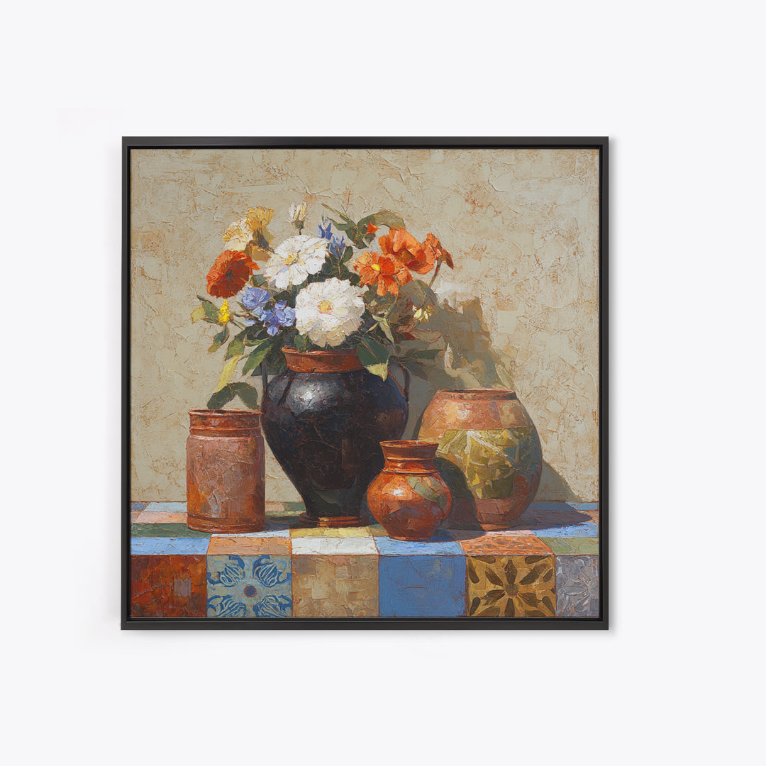 Antique Copper Pot and Flowers Still Life Canvas Print, French Country Art, French Country Decor, Farmhouse Decor, Country, FCA-1x1-24