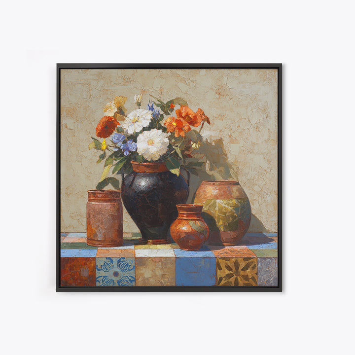 Antique Copper Pot and Flowers Still Life Canvas Print, French Country Art, French Country Decor, Farmhouse Decor, Country, FCA-1x1-24