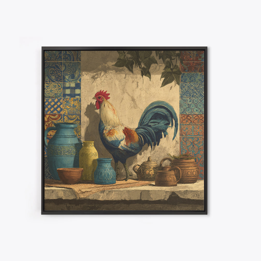 Rooster Portrait in Rustic French Palette Canvas Print, French Country Art, Botanical Prints, Farmhouse Decor, Country, FCA-1x1-26