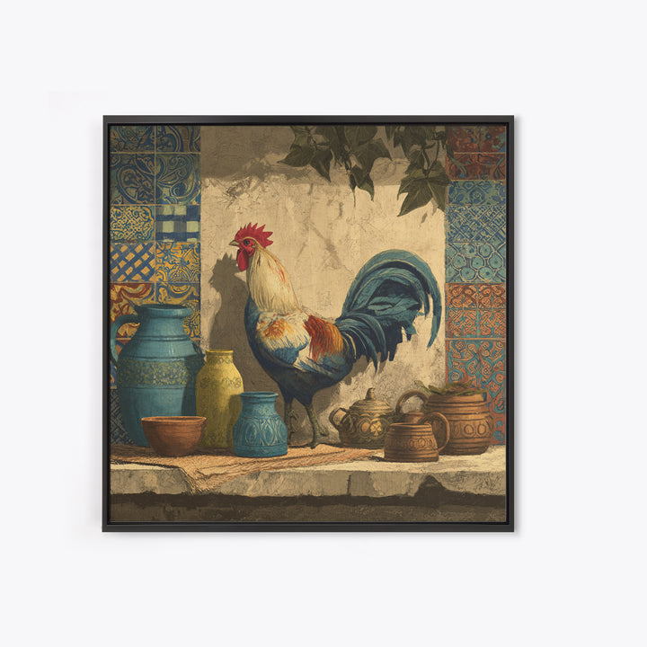 Rooster Portrait in Rustic French Palette Canvas Print, French Country Art, Botanical Prints, Farmhouse Decor, Country, FCA-1x1-26