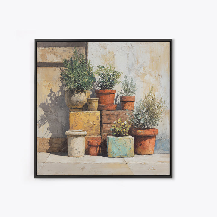 Terra Cotta Pots Canvas Print, French Country Art, Farmhouse Wall Art, Farmhouse Decor, Fine Art, Country, Boho Decor, FCA-1x1-59