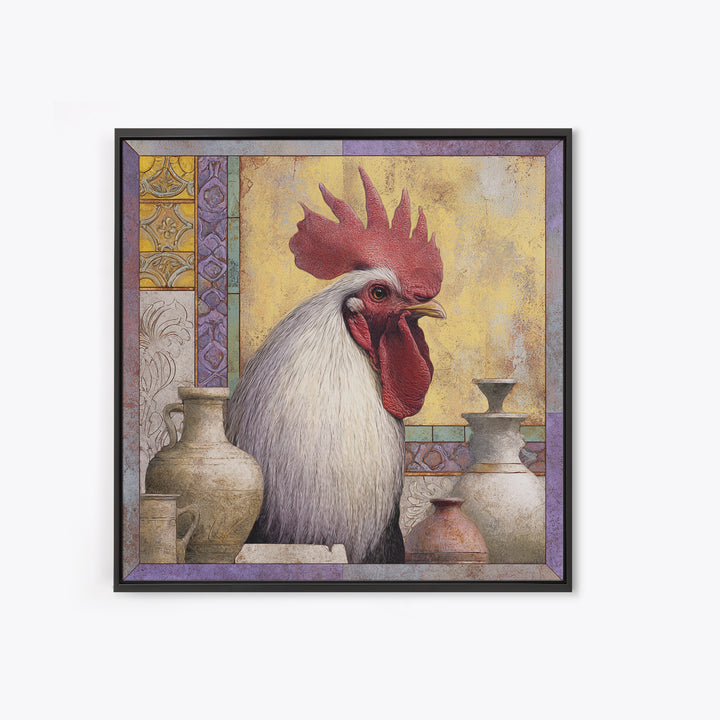 Rooster Portrait in Rustic French Palette Canvas Print, French Country Art, Eclectic Wall Art, Farmhouse Decor, Country, FCA-1x1-74