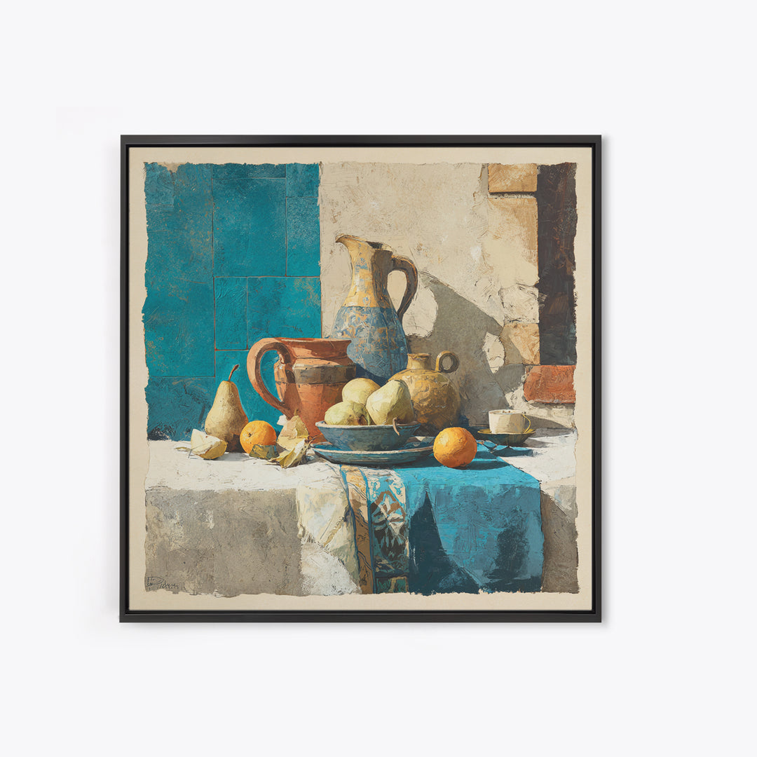 Pear Still Life on Linen Tablecloth Canvas Print, French Country Art, French Country, Farmhouse Decor, Abstract Art, Country, FCA-1x1-76