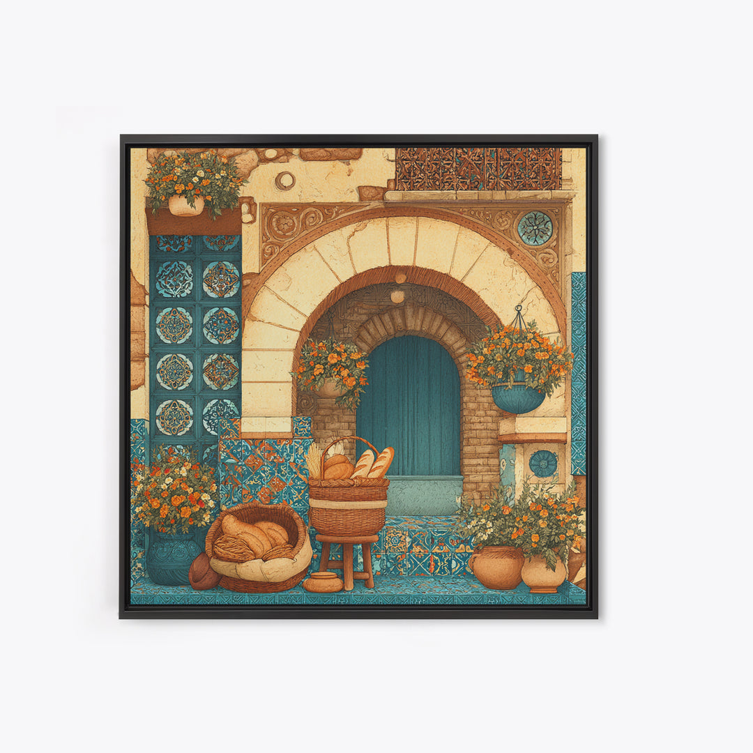 French Market Basket Framed Canvas Print, French Country Art, Above Bed Art, Farmhouse Decor, Fine Art, Country, FCA-1x1-79