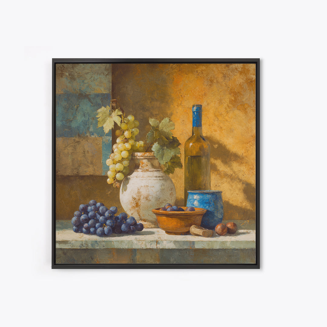 Grapes and Wine Still Life Canvas Print, French Country Art, Digital Download Art, Farmhouse Decor, Fine Art, Country, FCA-1x1-81