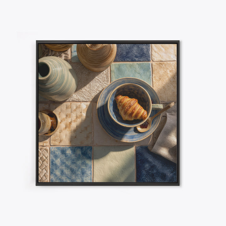 Caf Au Lait Bowl Canvas Print, French Country Art, French Country, Farmhouse Decor, Oil Painting, Country, Statement Artwork, FCA-1x1-82