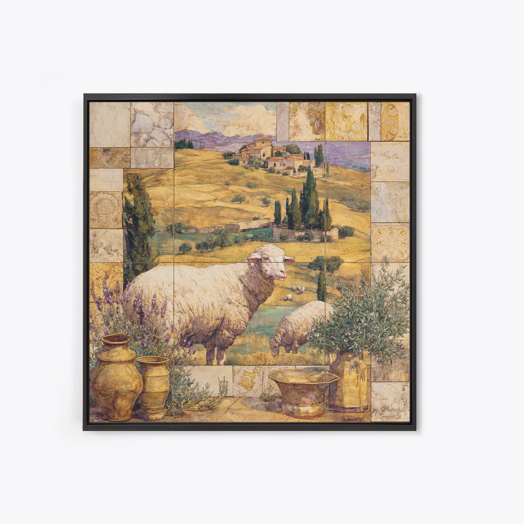 Pastoral Sheep in Rolling Countryside Canvas Print, French Country Art, Farmhouse Wall Art, Farmhouse Decor, Fine Art, Country, FCA-1x1-86