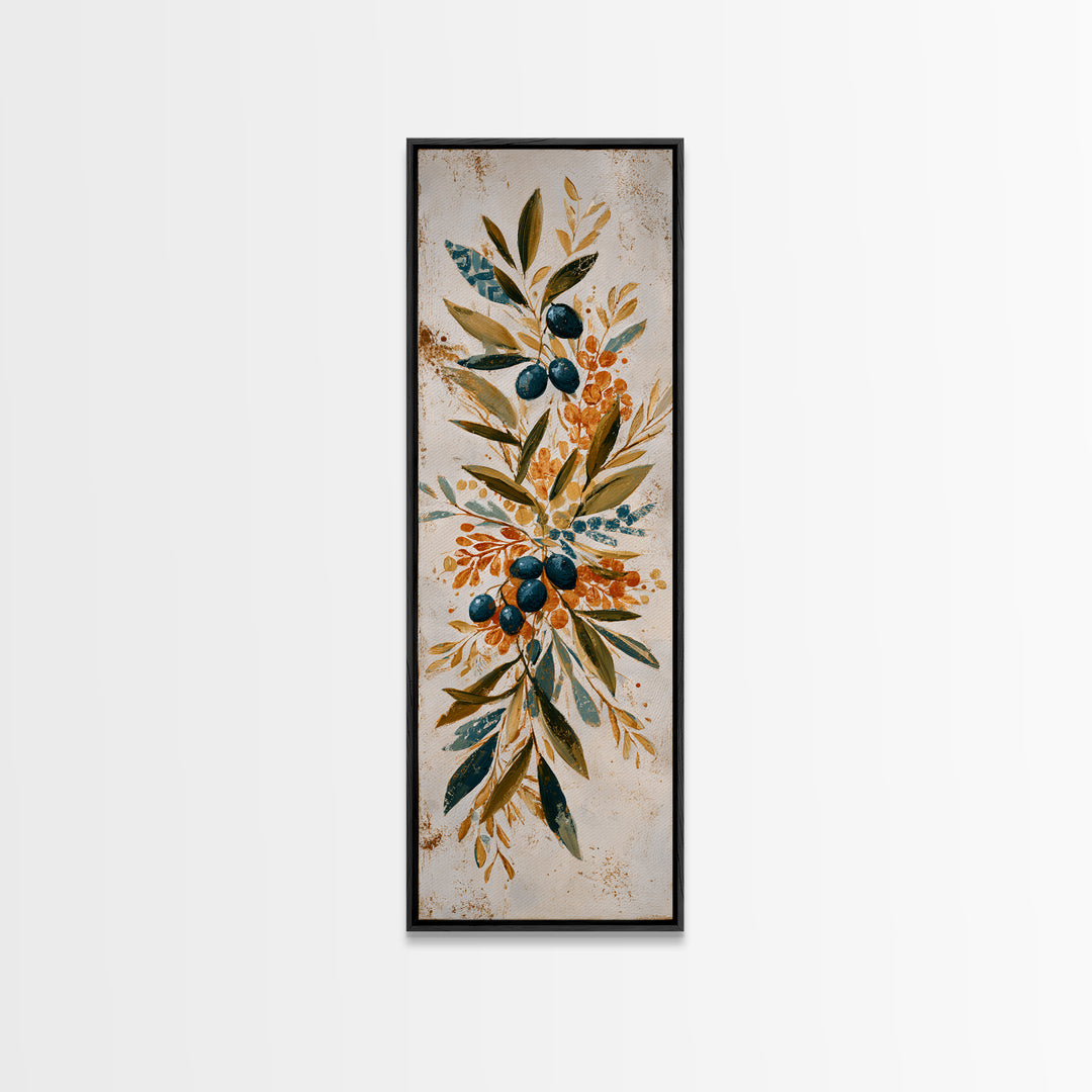 Olive Branch Wreath on Cream Ground Canvas Print, French Country Art, Printable Art, Farmhouse Decor, Watercolor Art, Country, FCA-1x3-10