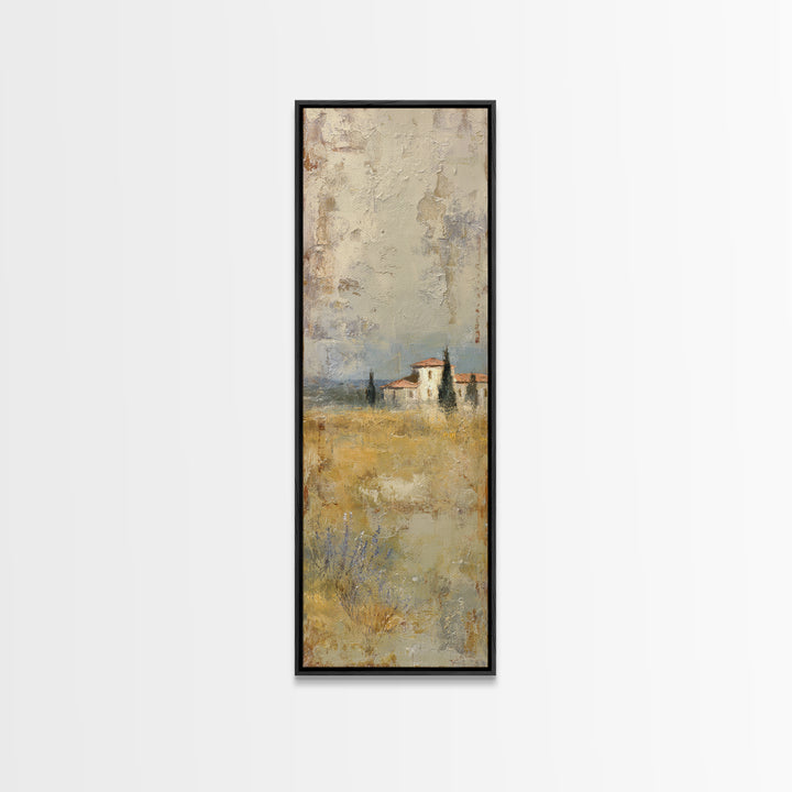 Lavender Field with Distant Stone Farmhouse Canvas Print, French Country Art, Landscape Painting, Farmhouse Decor, Country, FCA-1x3-13