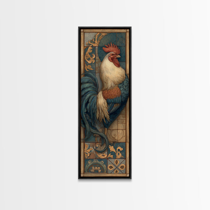 Rooster Portrait in Rustic French Palette Canvas Print, French Country Art, Botanical Prints, Farmhouse Decor, Country, FCA-1x3-14