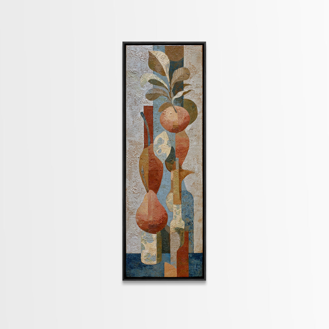 Pear Still Life on Linen Tablecloth Canvas Print, French Country Art, Landscape Painting, Farmhouse Decor, Abstract Art, FCA-1x3-16