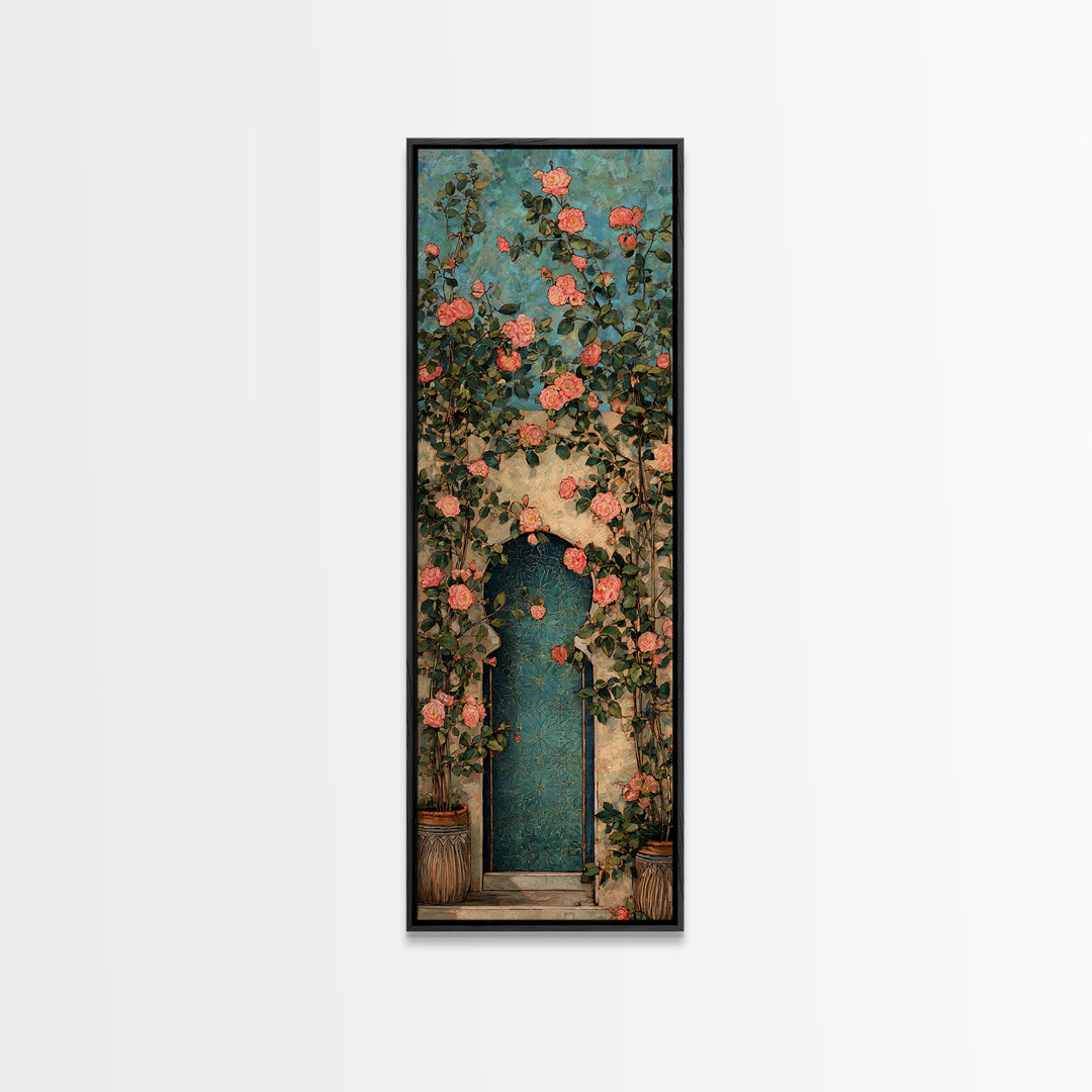 Rustic Door Covered Framed Canvas Print, French Country Art, Floral Wall Art, Farmhouse Decor, Fine Art, Country, Gallery Decor, FCA-1x3-29