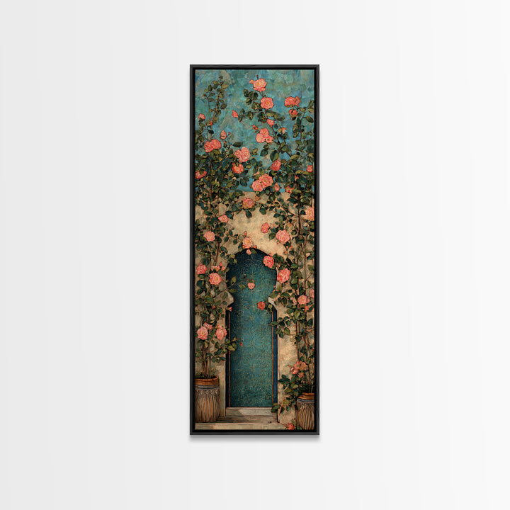 Rustic Door Covered Framed Canvas Print, French Country Art, Floral Wall Art, Farmhouse Decor, Fine Art, Country, Gallery Decor, FCA-1x3-29