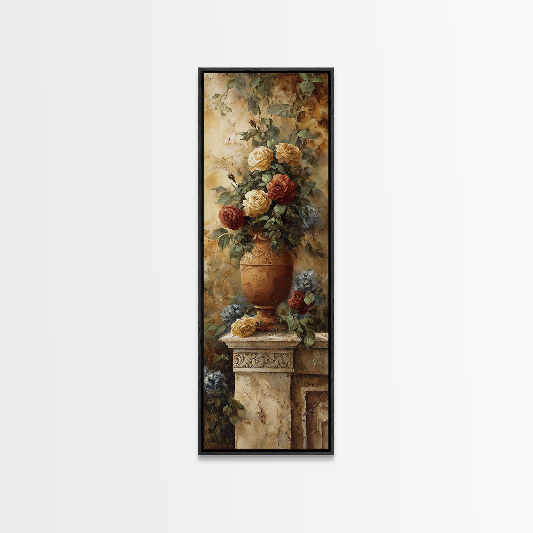 Ch Teau Garden Urn Framed Canvas Print, French Country Art, Above Bed Art, Farmhouse Decor, Fine Art, Country, FCA-1x3-31