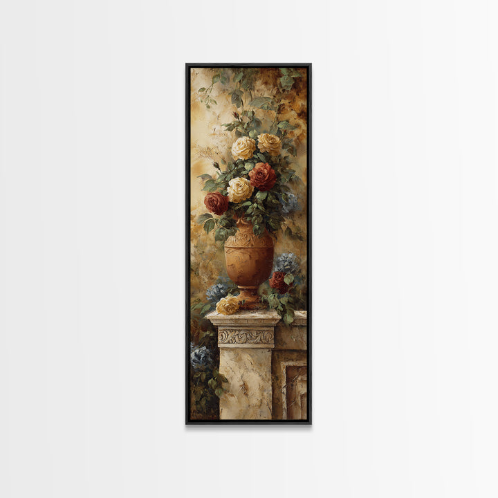 Ch Teau Garden Urn Framed Canvas Print, French Country Art, Above Bed Art, Farmhouse Decor, Fine Art, Country, FCA-1x3-31