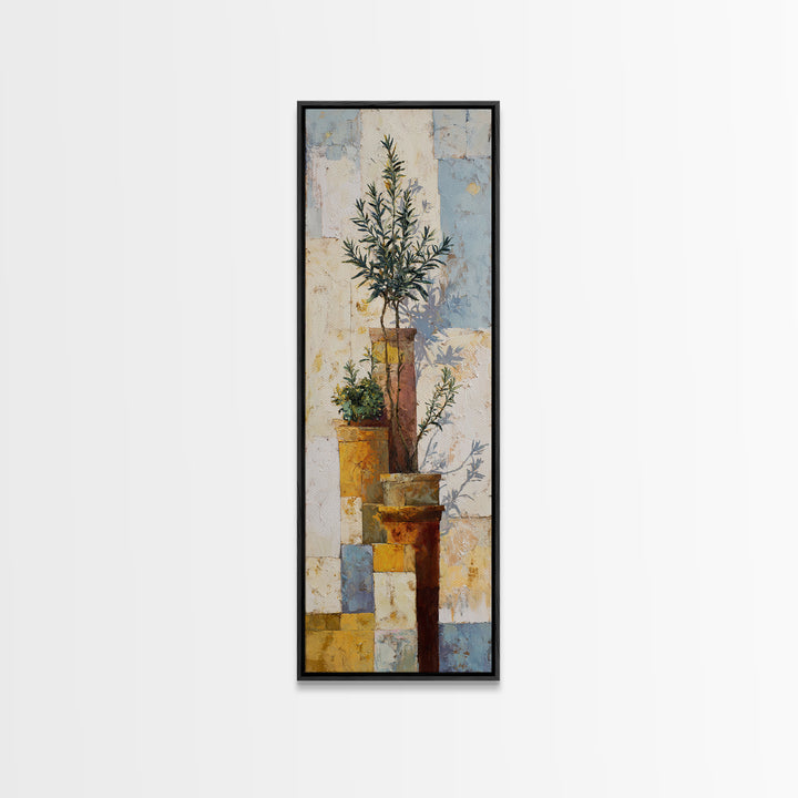 Terra Cotta Pots Framed Canvas Print, French Country Art, Neutral Decor, Farmhouse Decor, Fine Art, Country, Wall Art, FCA-1x3-47