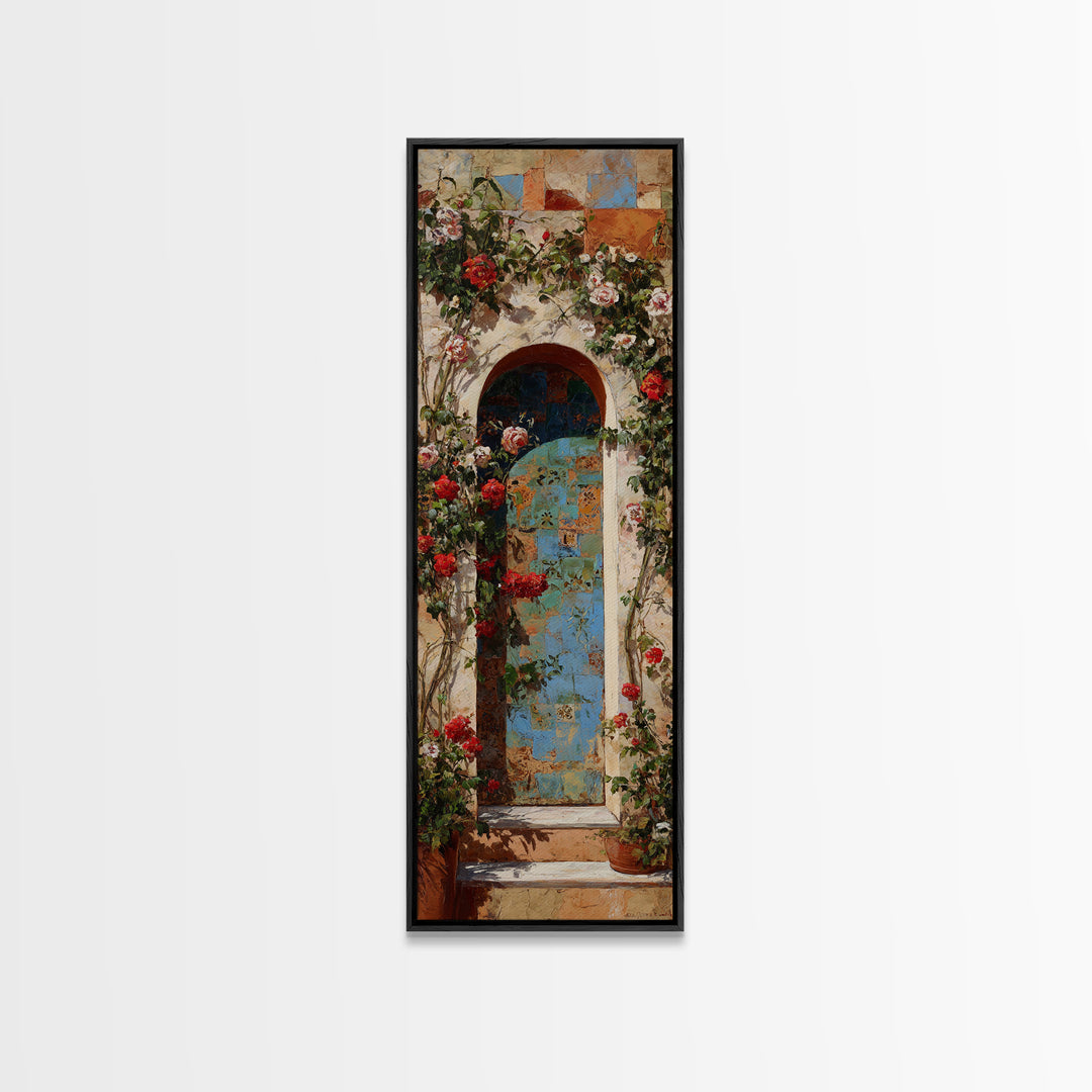 Rustic Door Covered Framed Canvas Print, French Country Art, Floral Wall Art, Farmhouse Decor, Fine Art, Country, Gallery Decor, FCA-1x3-53