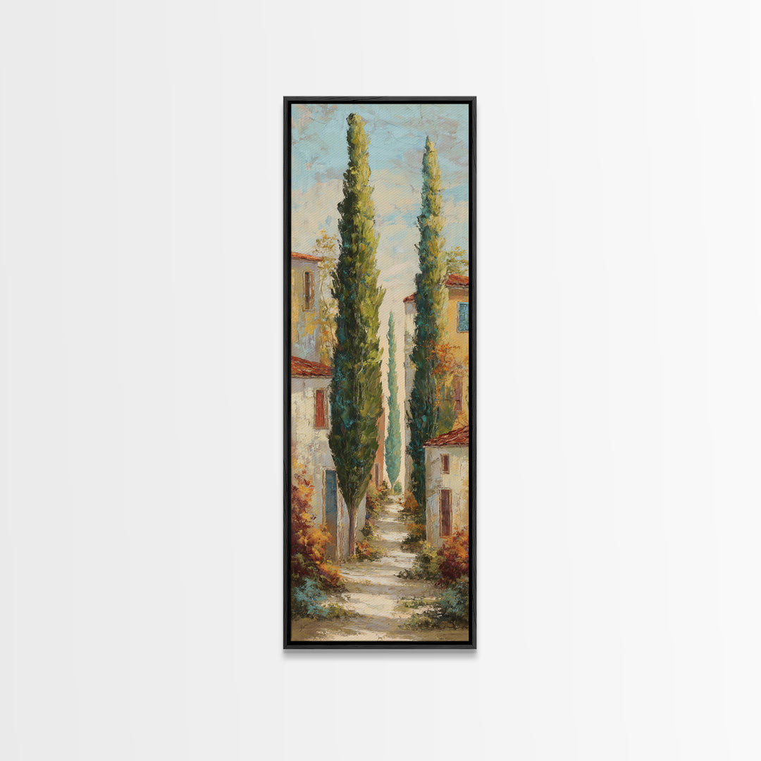 Country Lane Lined Canvas Print, French Country Art, Statement Artwork, Farmhouse Decor, Fine Art, Country, Digital Art, FCA-1x3-59