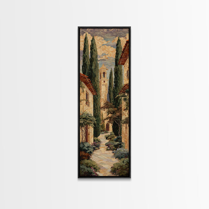 Country Lane Lined Framed Canvas Print, French Country Art, Textured Painting, Farmhouse Decor, Abstract Art, Country, FCA-1x3-83
