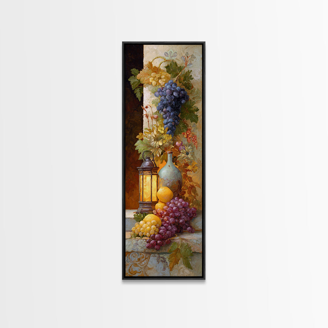 Grapes and Wine Still Life Canvas Print, French Country Art, Digital Download Art, Farmhouse Decor, Fine Art, Country, FCA-1x3-93