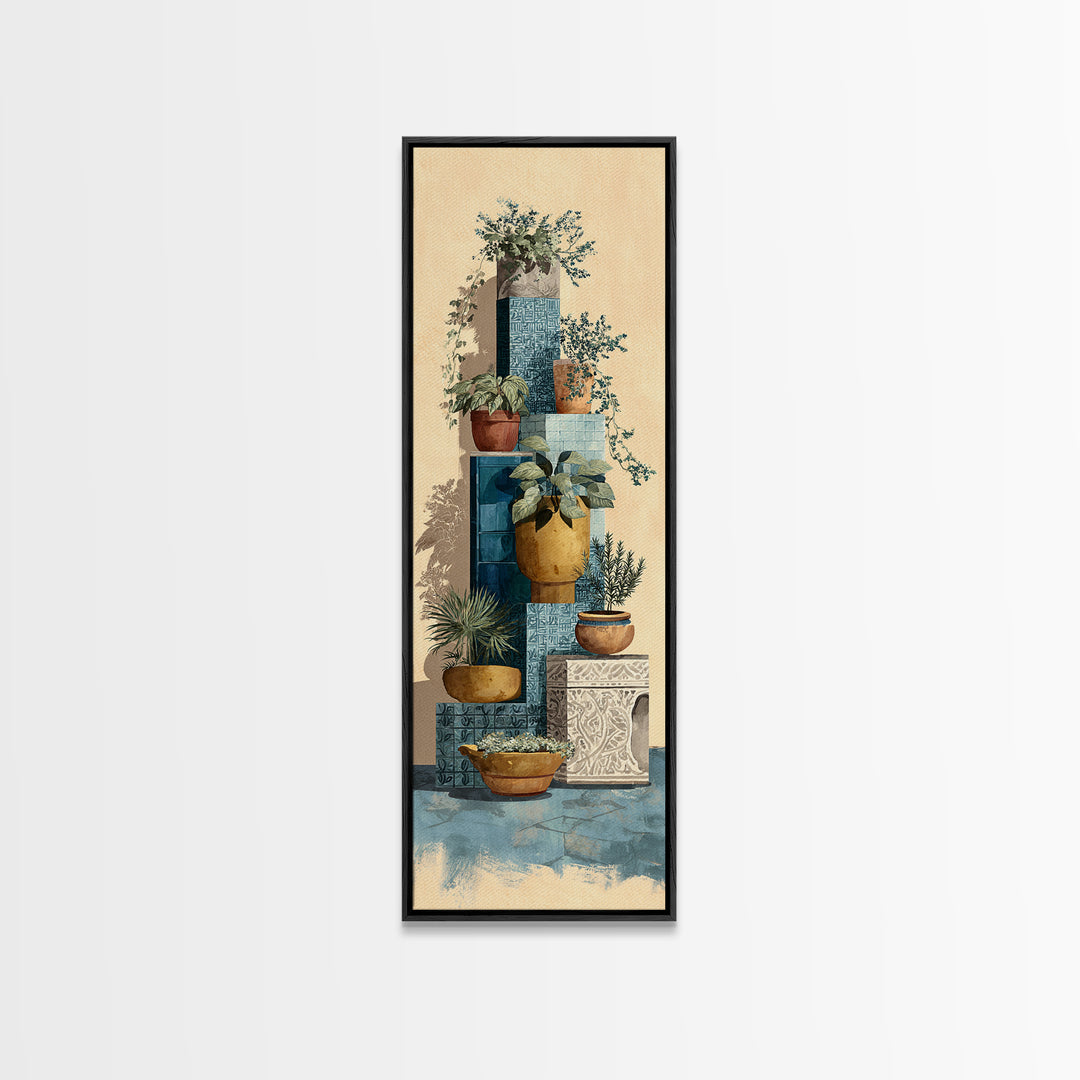 Terra Cotta Pots Canvas Print, French Country Art, Original Painting, Farmhouse Decor, Fine Art, Country, Coastal Wall Art, FCA-1x3-95