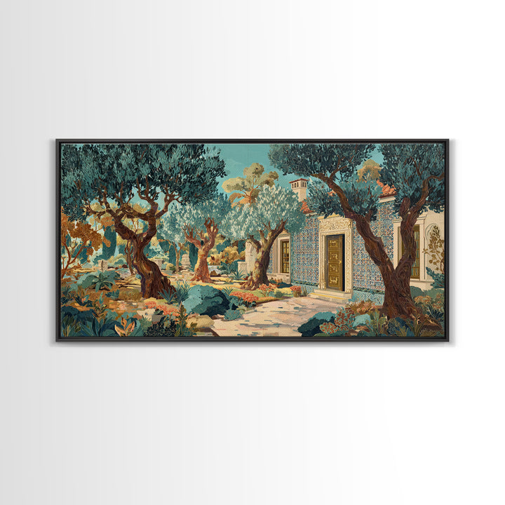 Sunlit Provence Olive Grove Framed Canvas Print, French Country Art, Neutral Decor, Farmhouse Decor, Fine Art, Country, FCA-2x1-1