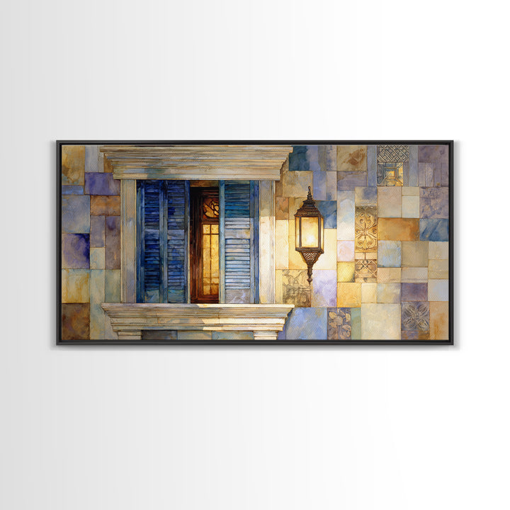 Weathered Window with Blue Shutters Canvas Print, French Country Art, Gallery Decor, Farmhouse Decor, Fine Art, Country, FCA-2x1-17
