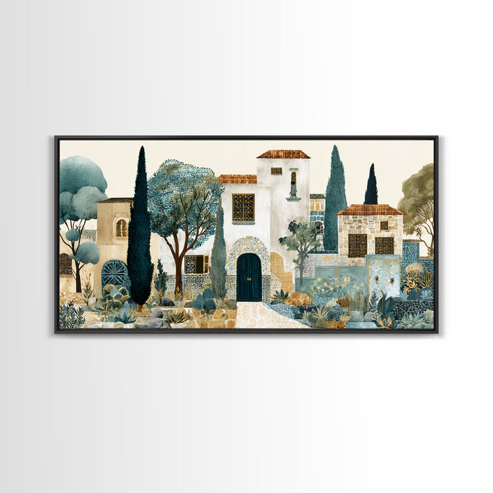Country Lane Lined Framed Canvas Print, French Country Art, Eclectic Wall Art, Farmhouse Decor, Abstract Art, Country, FCA-2x1-19