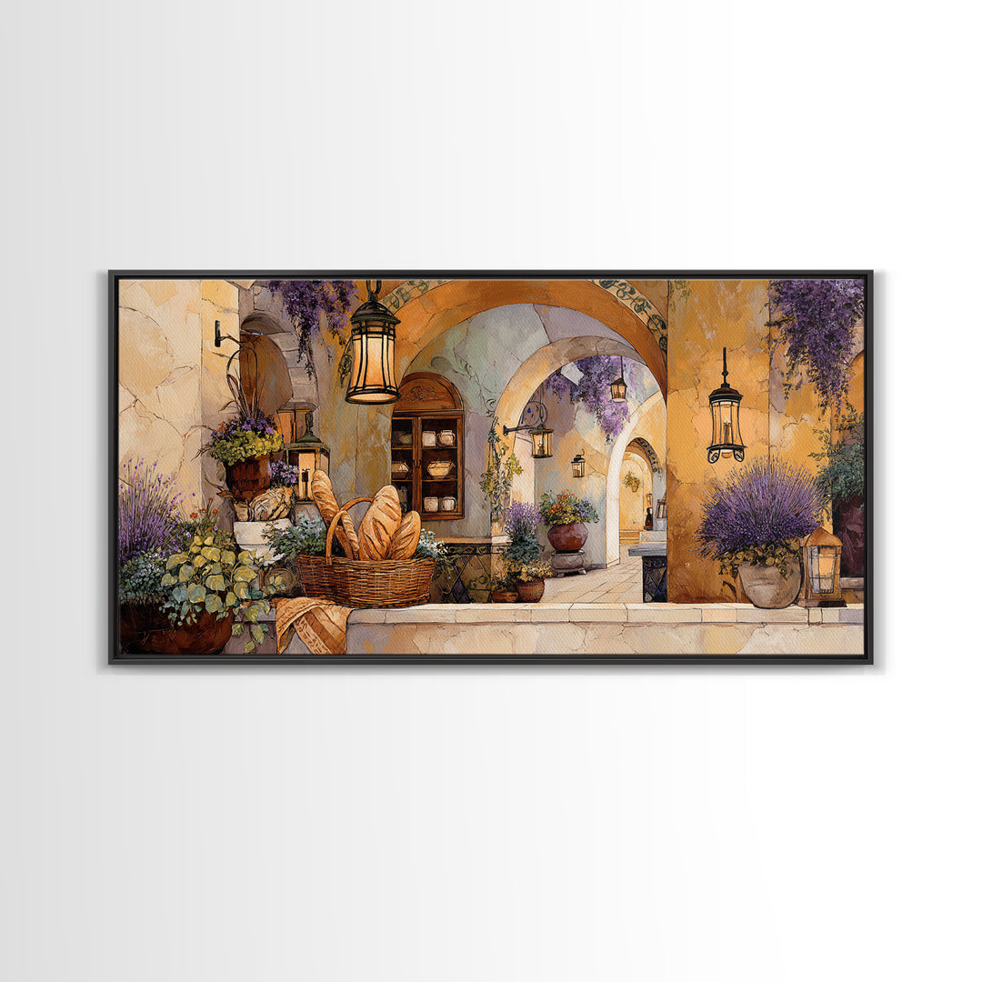 French Market Basket Framed Canvas Print, French Country Art, Above Bed Art, Farmhouse Decor, Fine Art, Country, FCA-2x1-27