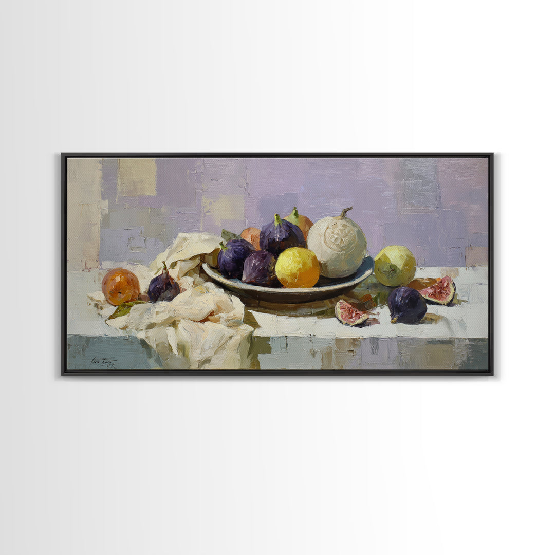 Figs on Ceramic Plate Canvas Print, French Country Art, Minimalist Decor, Farmhouse Decor, Abstract Art, Country, FCA-2x1-36