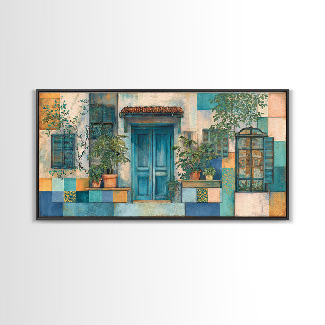 Weathered Window with Blue Shutters Canvas Print, French Country Art, Gallery Decor, Farmhouse Decor, Fine Art, Country, FCA-2x1-41