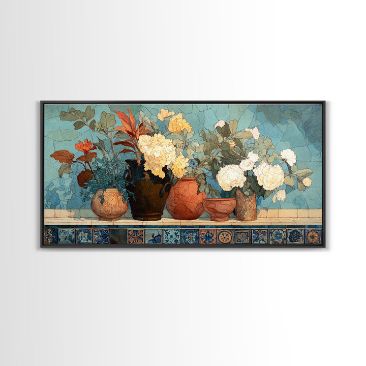 Antique Copper Pot and Flowers Still Life Canvas Print, French Country Art, Art Print, Farmhouse Decor, Fine Art, Country, FCA-2x1-44