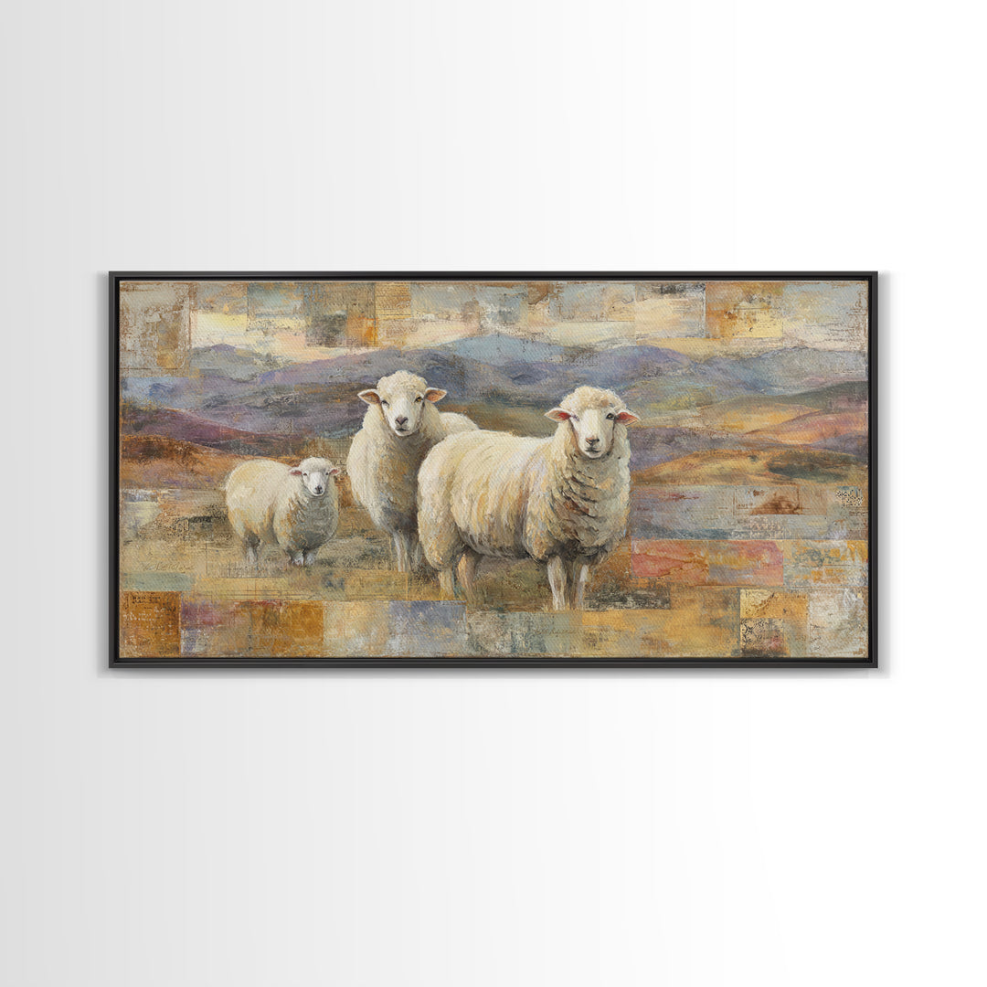 Pastoral Sheep in Rolling Countryside Canvas Print, French Country Art, Statement Artwork, Farmhouse Decor, Fine Art, Country, FCA-2x1-58
