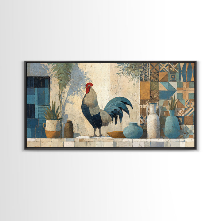 Rooster Portrait in Rustic French Palette Canvas Print, French Country Art, Luxury Decor, Farmhouse Decor, Fine Art, Country, FCA-2x1-70