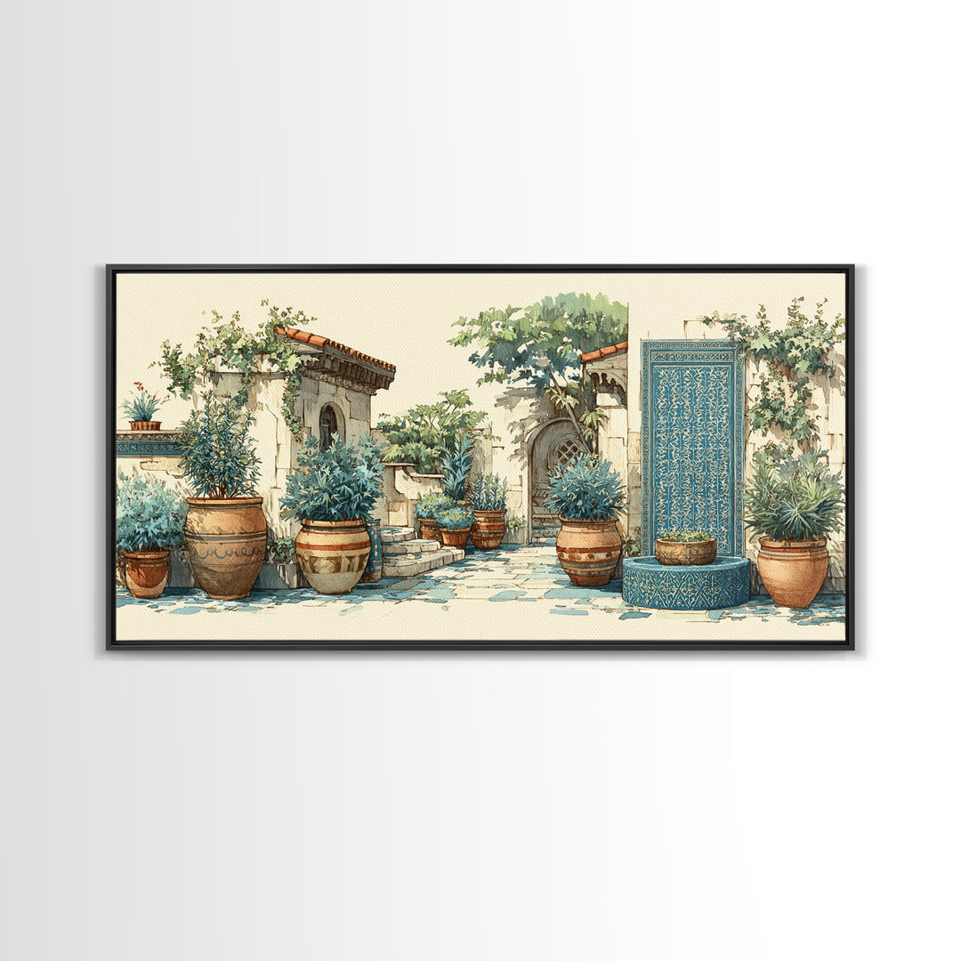 Terra Cotta Pots Framed Canvas Print, French Country Art, Floral Wall Art, Farmhouse Decor, Fine Art, Country, Gallery Decor, FCA-2x1-79