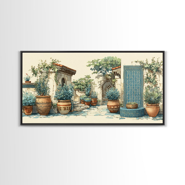 Terra Cotta Pots Framed Canvas Print, French Country Art, Floral Wall Art, Farmhouse Decor, Fine Art, Country, Gallery Decor, FCA-2x1-79
