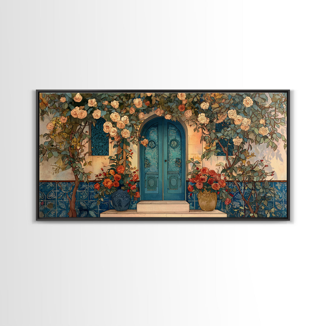 Rustic Door Covered Framed Canvas Print, French Country Art, Textured Painting, Farmhouse Decor, Country, Home Decor Gift, FCA-2x1-85