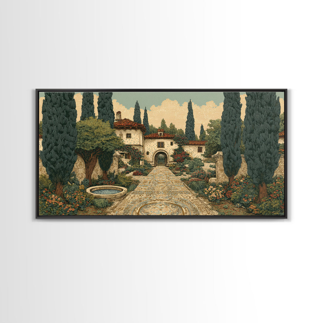 Country Lane Lined Framed Canvas Print, French Country Art, Contemporary Art, Farmhouse Decor, Abstract Art, Country, FCA-2x1-91